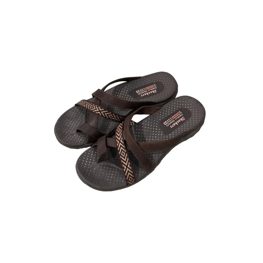 Skechers Reggae-Tireless Summer Toe Loop Thong Sandal Brown Women's 7